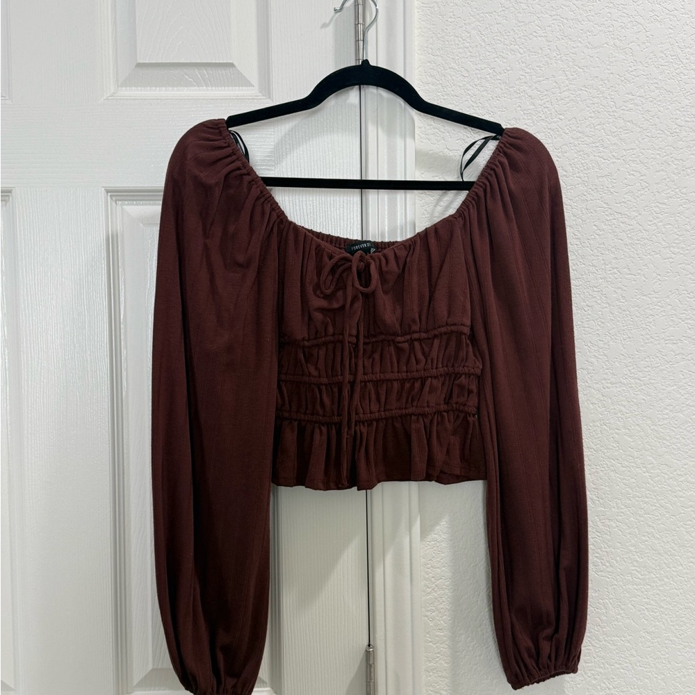 Forever 21 Burgundy Ruched Blouse